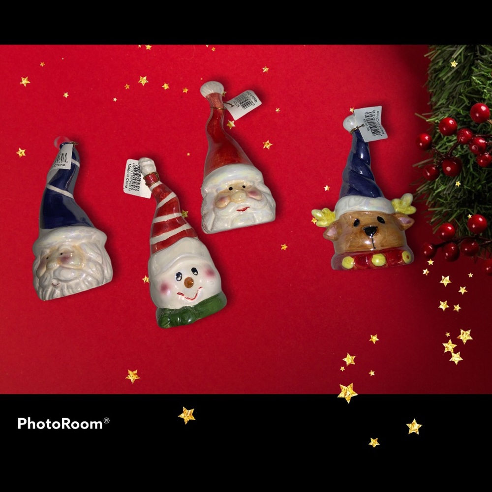SET OF 4 - CERAMIC CHRISTMAS BELL